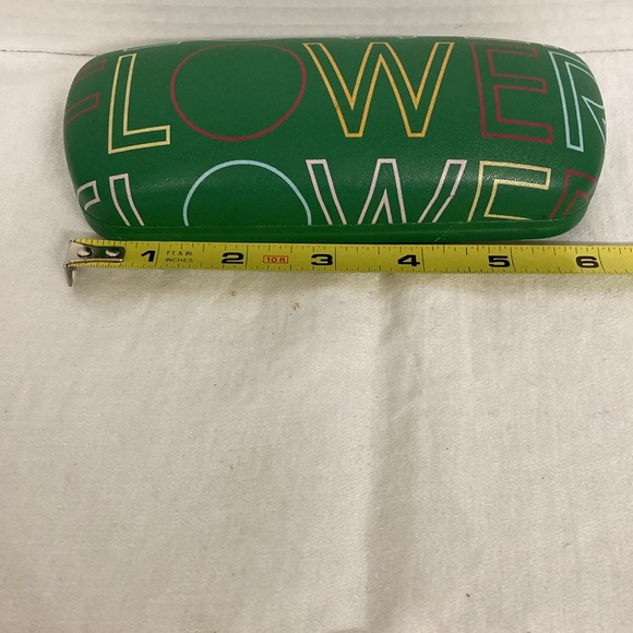 Flower Power Eyeglasses Sunglass Case by Drew Barrymore Green Multicolor Words - Picture 4 of 6